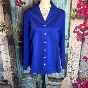 Hinson Wu Donna long sleeve Wing Collar “T” Shirt Blouse NWT, sizes small XL